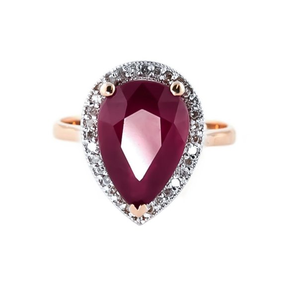 14K. SOLID GOLD RING WITH NATURAL DIAMONDS & RUBY - Picture 2 of 4